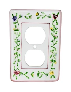 Vintage Montage Ceramic Porcelain Hand Painted Floral Outlet Cover Wallplate NEW - Picture 1 of 5