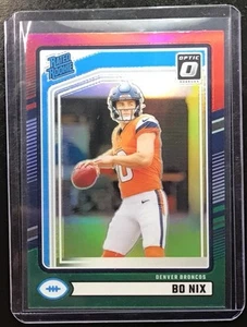 🔥2024 DONRUSS FOOTBALL BO NIX RED/GREEN PRIZM RATED ROOKIE  OPTIC PREVIEW #369 - Picture 1 of 2