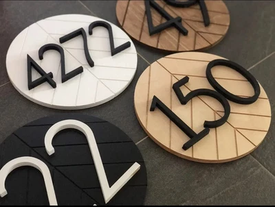 CUSTOM WOODEN WOOD 3D OUTDOOR HOUSE SIGN NUMBER STREET HOUSE ADDRESS MAIL PLAQUE - image 1 of 4