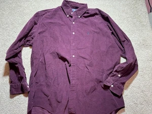 De Colección Polo Ralph Lauren Camisa Blake Para Hombre L Púrpura Pana Manga Larga Con Botones - Imagen 1 de 8