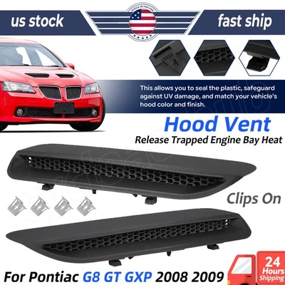 For 2008 2009 Pontiac G8 GT GXP Hood Scoops Grilles Vents Clips PAIR - BRAND NEW Foto 1 de 4