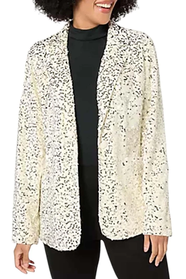 Blazer para mujer Joan Rivers alfombra roja terciopelo lentejuelas marfil Foto 1 de 1