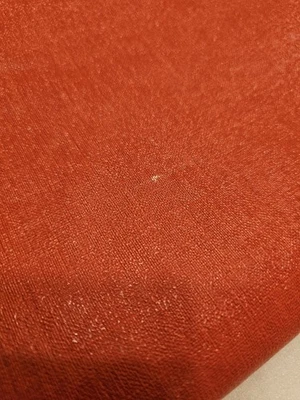 2.75 Yards Cherry Red Shiny Linen Like Oilcloth Fabric 100"X60" Vintage - Image 1 of 4