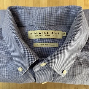 RM Williams Shirt Mens Size M Blue Long Sleeve - Picture 1 of 13