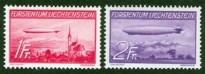 Liechtenstein Sc 15-16 Rose Carm-Vio 1936 Hinged Original Gum Zeppelin Set - Picture 1 of 1