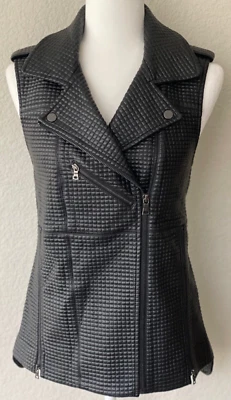 BCBGMAXAZRIA Xander Black Faux-Leather Quilted Vest Size XS Pre-Owned - Image 1 of 4