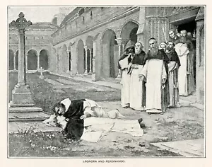 Monastero di Leonora e Ferdinando San Giacomo di Compostela, stampa arte vintage 1892 - Foto 1 di 3