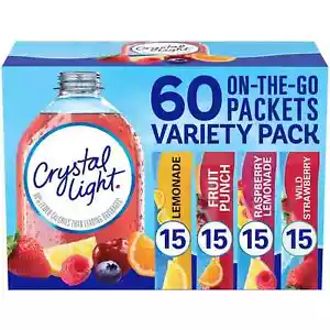 Crystal Light Lemonade Fruit Punch Powdered Drink Mix Variety Pack 60 ct - Picture 1 of 8