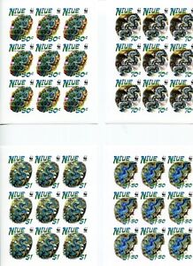 2002 WWF NIUE Small Giant Clam 4 sheetlets of 9V Imperforated MNH VERY RARE.