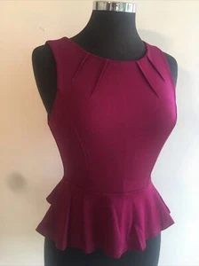 Maxim Designer Vintage Retro Style Hot Pink Peplum Stretch Top Medium - Picture 1 of 12