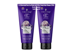 2 x Schwarzkopf Extra Hair Care Blonde Anti-Yellow Toning Purple Shampoo 250ml - Picture 1 of 6