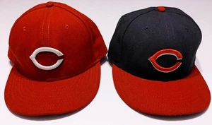 Lot of 2 NEW ERA Cincinnati Reds 59Fifty Authentic Hats Caps USA Black ~ 7 1/2 - Picture 1 of 18