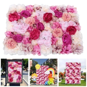 6PCS Pannello da Parete Fiori di Seta Artificiale Sfondo Floreale Festa Matrimonio Decorazione - Foto 1 di 10