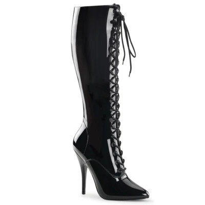 Botas negras Hooker fetiche Gogo bailarina hasta la rodilla para hombre Drag Queen 14 15 16 Foto 1 de 2