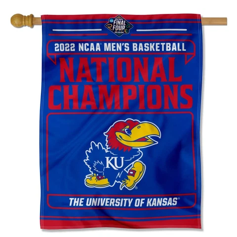 Kansas KU Jayhawks 2022 Mens Basketball National Champions House Flag Cover