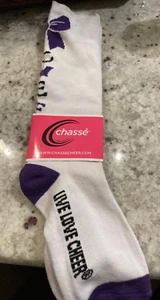Chasse Girls Cheer Socks Purple/White NEW - Picture 1 of 2