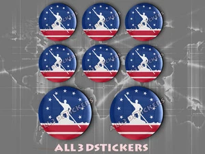 8 x 3D ROUND Resin Domed Flag Richmond - USA Adhesive Decal Vinyl - Picture 1 of 1