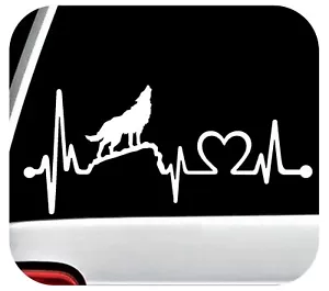 Calcomanía Howling Wolf Heartbeat Lifeline pegatina coche ventana o pared K1104 - Imagen 1 de 9