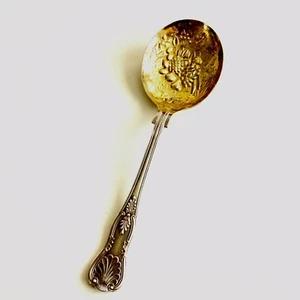 EPNS Sheffield England Serving 9” Spoon with Embossed Fruit Design Bowl - Picture 1 of 5
