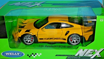 Porsche 911 GT3S 992 Yellow  Grey Alloys -Disc Brakes. Welly Nex 1:24 th. Scl - Image 1 of 4