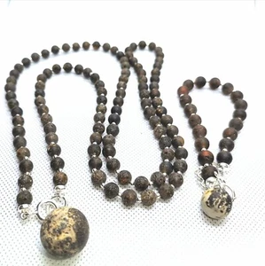 Conjunto de joyas de plata 925 unisex ámbar báltico natural collar y pulsera ámbar - Imagen 1 de 8