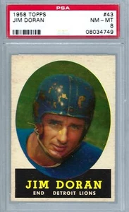 1958 Topps FB #043 PSA 8 Jim Doran Lions 43 - Picture 1 of 2