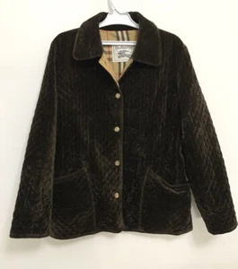 BURBERRYS QUILTED COAT Velvet BROWN SIZE S COTTON LONG SLEEVE MADE IN SPAIN #Z4 - Picture 1 of 20