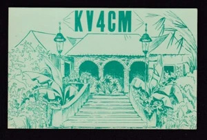 USA Virgin Islands St CROIX used 1970 illustrated QSL radio card KV4CM - Picture 1 of 2