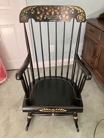 Vintage Nichols & Stone Wooden Stenciled Hitchcock Windsor Rocking Chair Cover