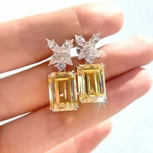 Charm Engagement 925 Silver Plated Drop Earrings Cubic Zircon Women Gifts A Pair - Bild 1 von 5