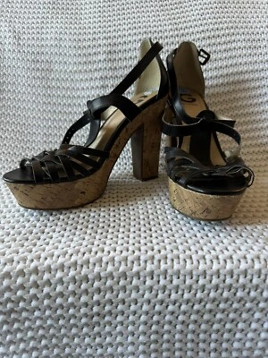 Guess Platform Chunky Heels, Black With Straps SZ 7.5 - Image 1 of 4