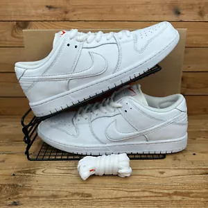 Nike Trainers Mens Size UK 10.5 SB Dunk Low Pro ISO Triple White Leather Skater - Picture 1 of 13