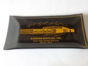 SMOKED BLACK GLASS PLATE TRINKET TRAY SHEEHAN-BARTLING, INC.1966 - Picture 1 of 2