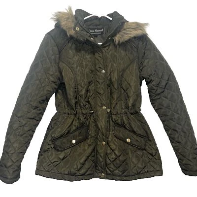 Hooded Coat Women’s Medium Quilted With Faux Fur Good Liner By Jason Maxwell - Image 1 of 3
