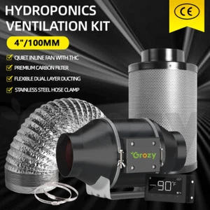 GROZY 4"/100mm Vent Fan Ducting Carbon Filter Hydroponics Ventilation Kit Option - Picture 1 of 61