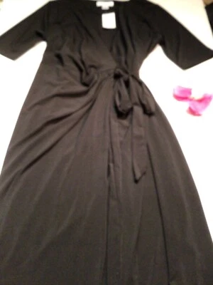 Motherhood Maternity Dress Sz M Faux wrap short sleeve Black 96527-05 NWT - Image 1 of 4