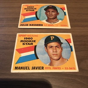 (2) 1960 Rookie Star Original Baseball Karten Lot Manuel Javier Julio Navarro - Bild 1 von 9