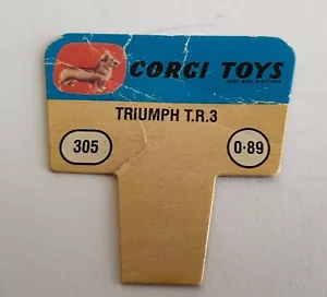 No. 305, Triumph TR 3, 1960's US Corgi Toys Shop Display Price Ticket - Picture 1 of 2