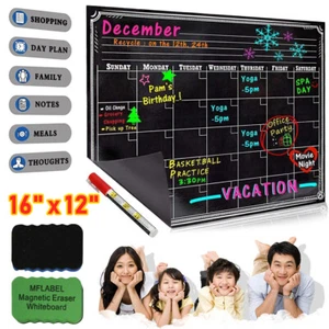 Refrigerator Calendar Magnetic Dry Erase Blackboard Monthly Weekly Planner Mark - Picture 1 of 12