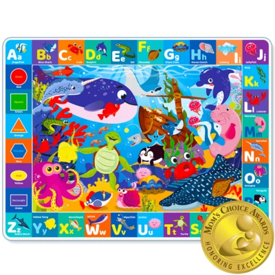 QUOKKA Large Baby Play Mat for Floor | Ocean ABC Rug for Kids Toddlers Infants - Image 1 of 4