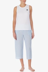 DKNY Sleepwear Women's Tank Top & Capri Pants Pajama Set sz M Medium Blue - Picture 1 of 1