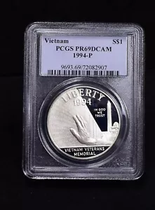 1994-P Vietnam Silver Commemorative Dollar - PCGS PR69DCAM (#55782-L) - Picture 1 of 8