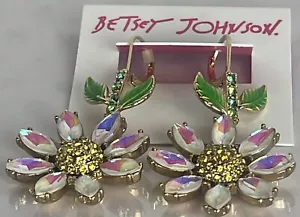 Betsey Johnson Sweetness And Light Daisy Flower Iridescent Flowers Earrings NWT - Picture 1 of 4