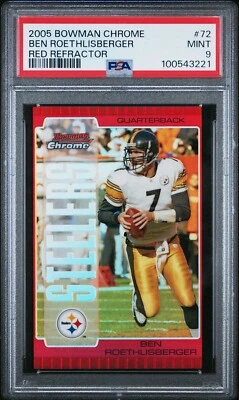 2005 Bowman Chrome Red Refractor Ben Roethlisberger #72 PSA 9 - Steelers - Image 1 of 2