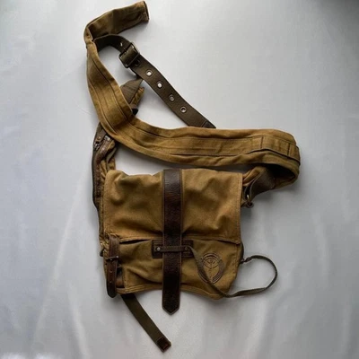 Bolsa de ombro DIESEL Archive marrom com zíper couro algodão masculina tiracolo usada vintage - Imagem 1 de 4