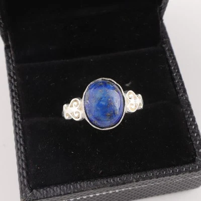 Lapis Lazuli Gemstone 925 Sterling Silver Ring Handmade Jewelry Ring For Gift - Image 1 of 3