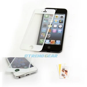 TEMPERED GLASS FRONT COVER LCD SCREEN PROTECTOR FILM GUARD WHITE APPLE IPHONE 5 - Photo 1 sur 1