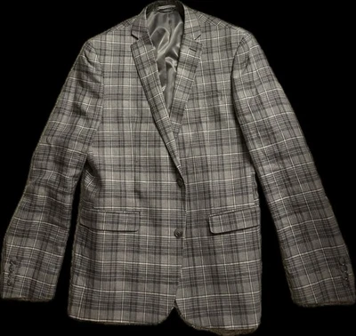 Jaqueta Bar III Slim Masculina Blazer de Dois Botões Mistura Poli Xadrez Casaco Esportivo Tamanho 46R - Imagem 1 de 4