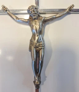 Vintage Silver Tone Crucifix Cross Jesus Christ INRI Wall Hanging Detailed - Picture 1 of 5