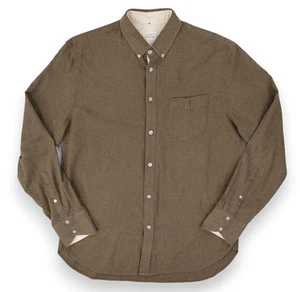 rag & bone New York Flannel Shirt Mens Large Brown 100% Cotton Button Front - Picture 1 of 15